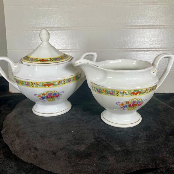 1930's Vintage Bavarian Fine China  Sugar and Creamer, Made in Germany, - Picture 1 of 11